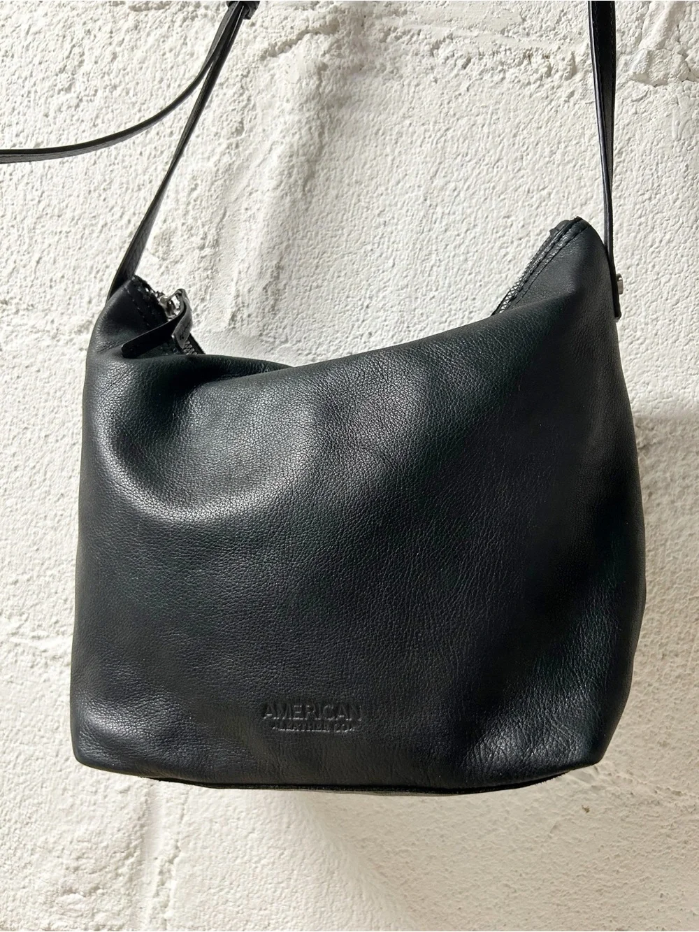 American Leather Co. Dayton Black Pebbled Leather Crossbody Hobo Bag; $145 MSRP